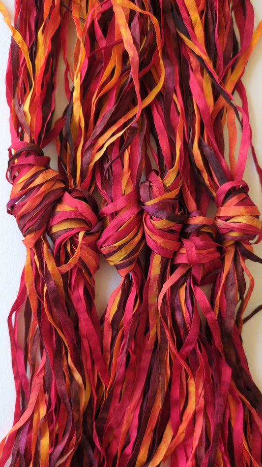 3 x 4m(12m total) hand dyed silk embroidery ribbons 4mm wide - SER01
