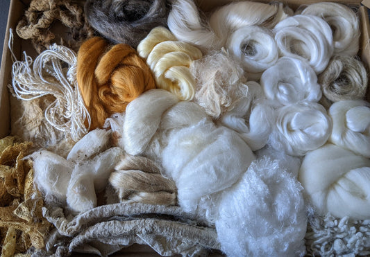 Extra luxurious and unusual110g natural silk/cashmere/plant experimental pack, ideal to dye/natural projects