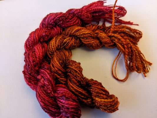 2 skeins of hand dyed silk threads, a great mix of colours and textures - Sth30