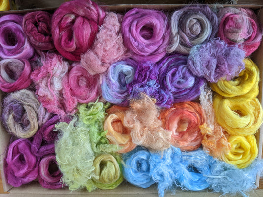 Hand dyed speciality fibre box -  approx 120g fibres - set04