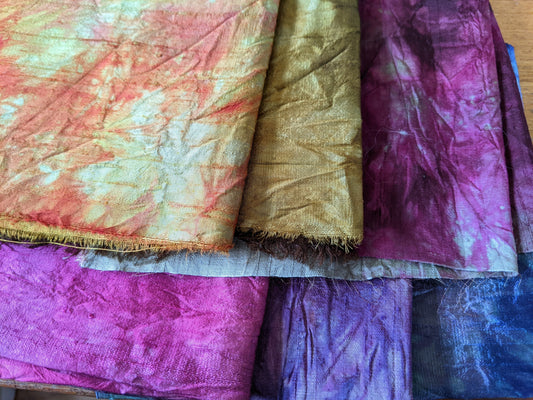 6 pieces Hand-dyed silk fabric HDSF52