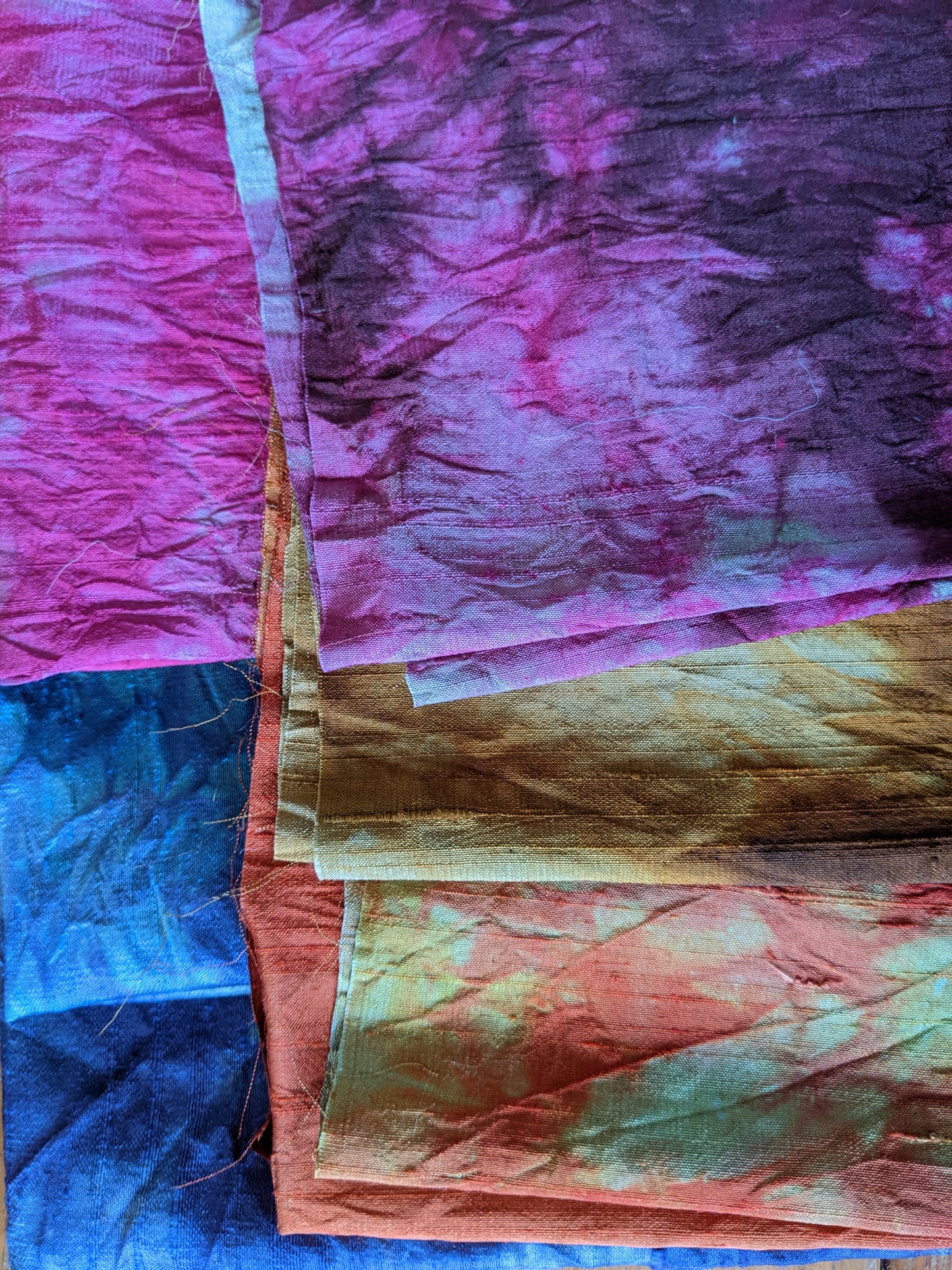6 pieces Hand-dyed silk fabric HDSF53