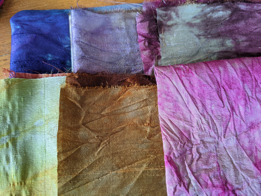6 pieces Hand-dyed silk fabric HDSF54