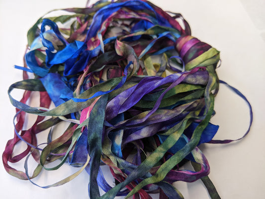 6 x 2m hand dyed silk embroidery ribbons ass width- SER18