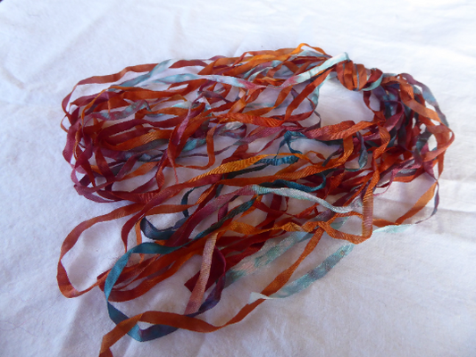 5 x 2m hand dyed silk embroidery ribbons 4mm wide - SER24